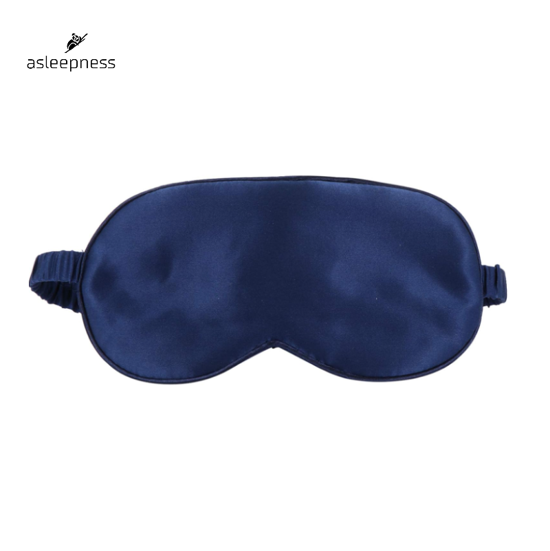 Sovemaske og øjenmaske i silke satin polyester i mørke blå