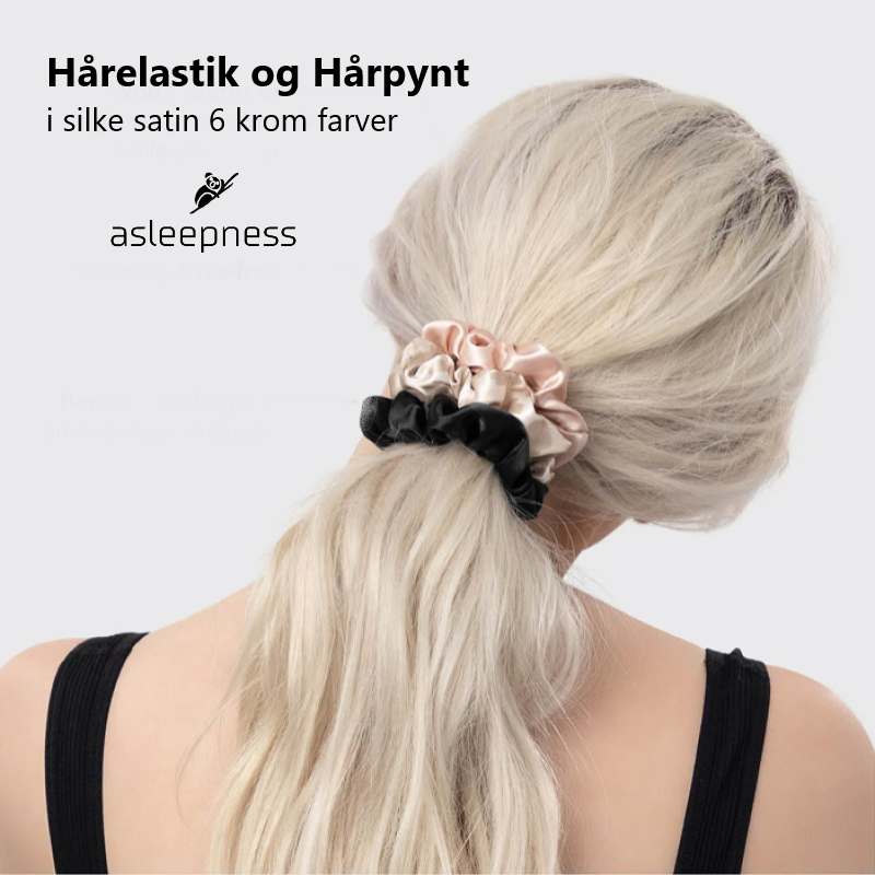 Praktisk Silke satin hårelastik, hårbånd og hårpynt i sort, brun, lilla, hvid, pink og rosa