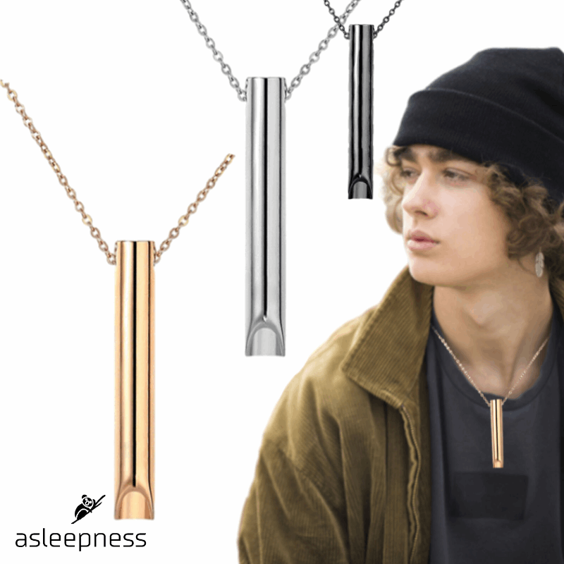 Smart Åndedragt halskæde til undgå stress, angst og vejrtrækningsproblemer. I guld, sølv og sort lavet i stål.