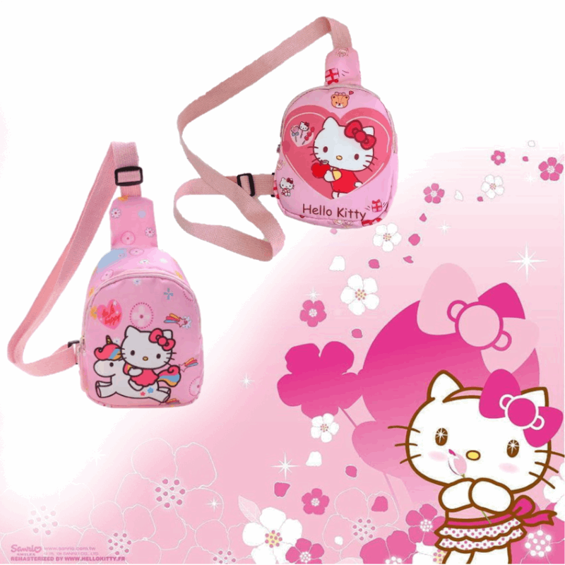 Rygtaske og brysttaske i pink med Hello Kitty