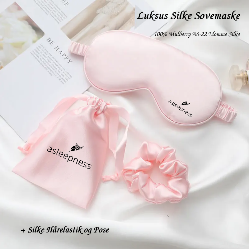 Silke sovemaske og natmaske i 100% mulberry 22 momme silkefibre flot PINK