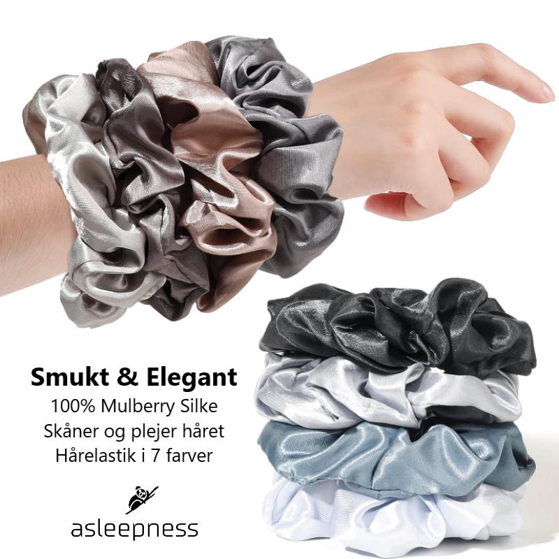 Elegant Hårbånd og hårelastik i 100% Mulberry 22 Momme A6 silke i 7 farver