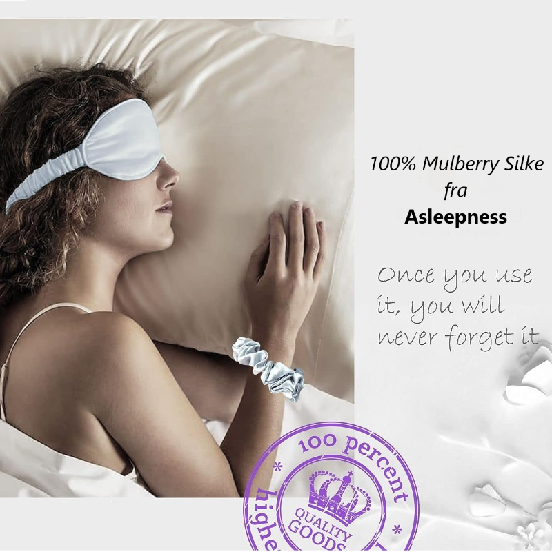 Silver grey silkemaske i 100% Mulberry silkefiber. Fremmer den gode og sunde søvn.