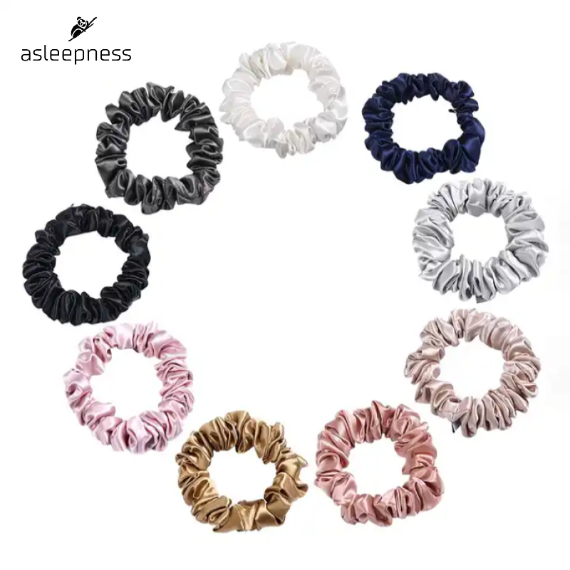 Scrunchie hårelastikker og hårbånd i 100% Mulberry Silke med 22 Momme A6 Kvialitet