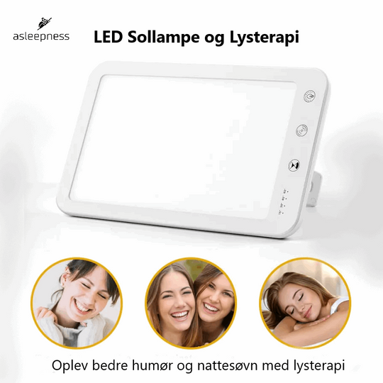 LED sollampe og lysterapi lampe i hvid med lysstyrke 10000 LUX