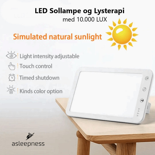 Funktionelt LED sollampe og lysterapi lampe i hvid med lysstyrke 10000 LUX