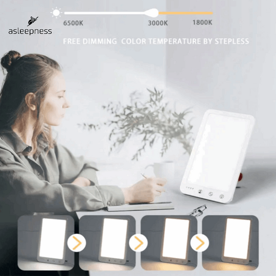 Praktisk LED sollampe og lysterapi lampe i hvid med lysstyrke 10000 LUX