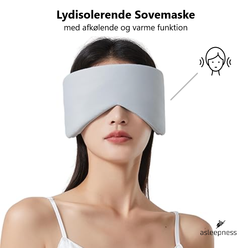 Sovemaske og øjenmaske mod lys og støj i grå med varme og kulde funktion