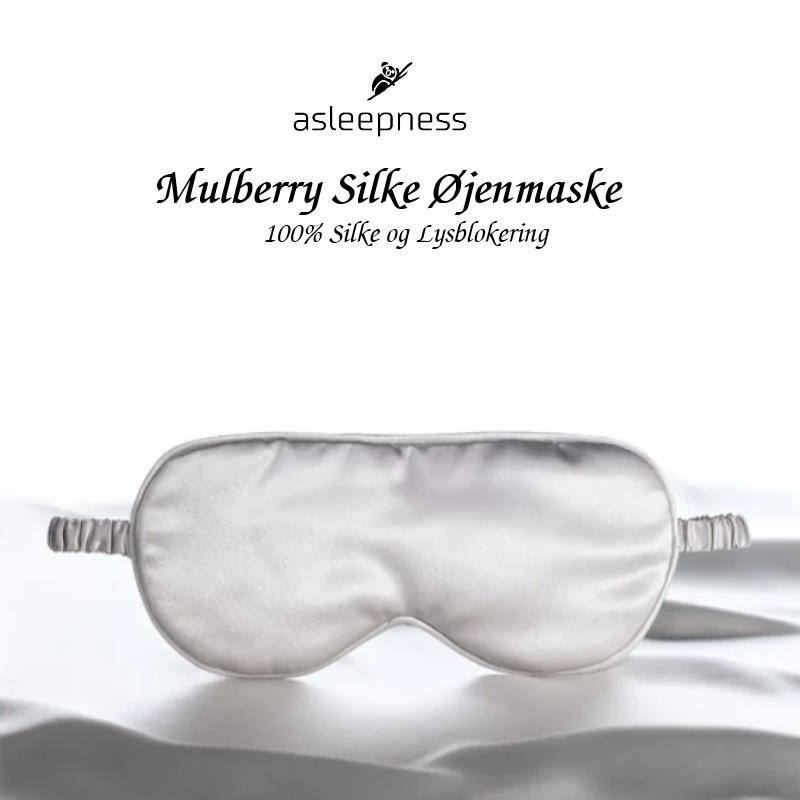 Mulberry Silke sovemaske, silkemaske og øjenmaske i sølv grå