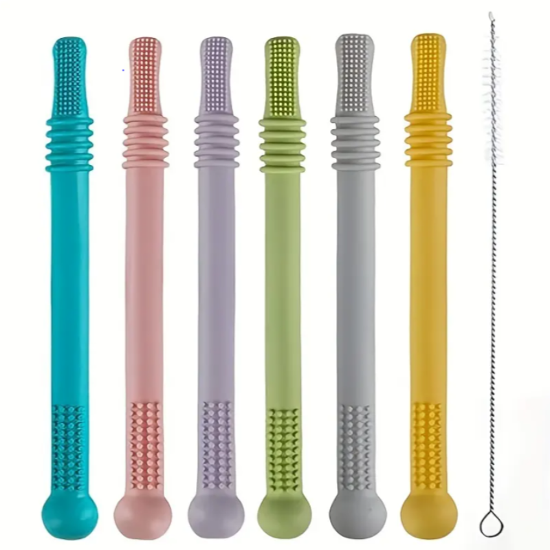 Sensorisk tyggestand, bidestand og sugerør til børn og ældre.