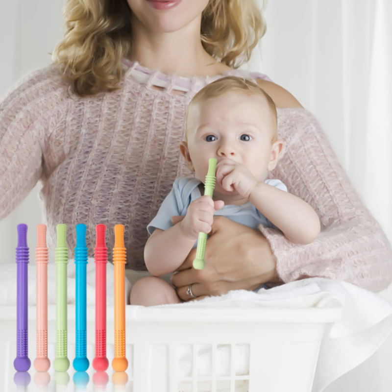 Sensorisk tyggestand, bidestand og sugerør til børn og ældre i giftfri materiale.
