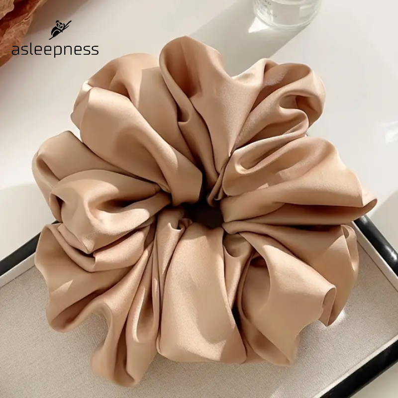 Elegant Scrunchie hårelastik, hårpynt og hårbånd i silke satin 3XL i khaki brun