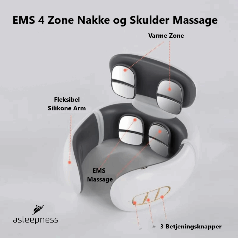 Elegant Nakkemassage og halsmassage i hvid med 4 zoner med varme, massage og viberation
