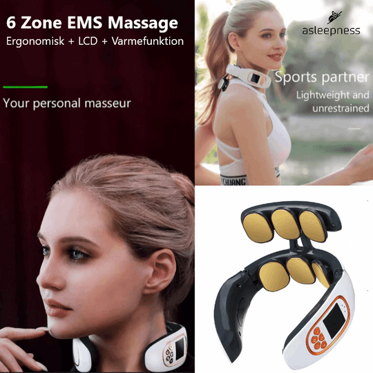 Sporty 6 Zone EMS massage til nakke, skulder og hals med varme, ems og akupunktur i hvid
