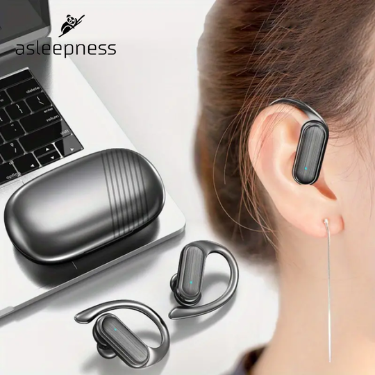 Vandtæt Earplugs høretelefon og ørepropper med BT 5.3 og ørekrog i sort til fritid og sove med