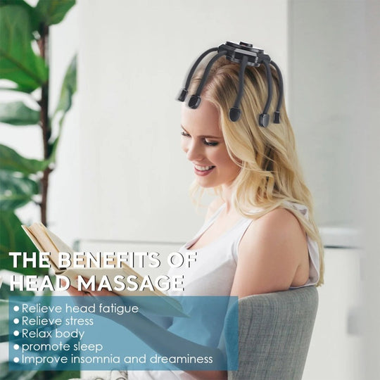Hovedbund massage og vibration enhed mod stress, spænding og søvnproblemer
