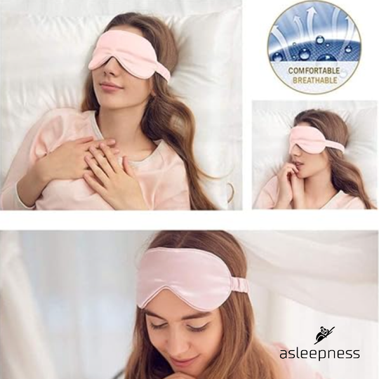 Åndebart Silke satin sovemaske, øjenmaske og ansigtsmaske i pink