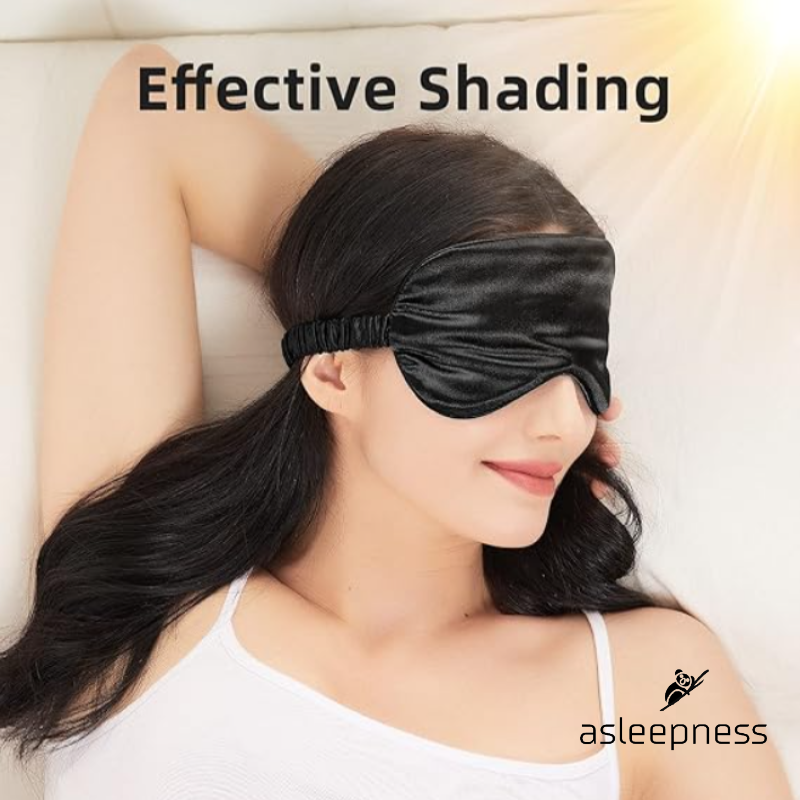 Sovevenlig Silke satin sovemaske, øjenmaske og ansigtsmaske i sort