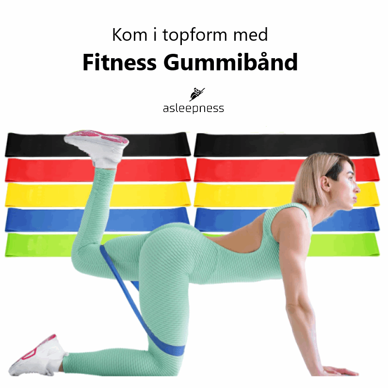 Smarte Fitness gummibånd og træningsbånd til hjemmetræning, yoga og udetræning.