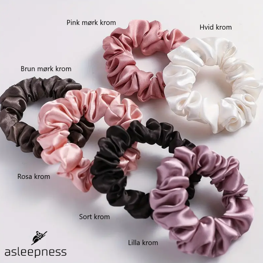 Komfortable Silke satin hårelastik, hårbånd og hårpynt i sort, brun, lilla, hvid, pink og rosa