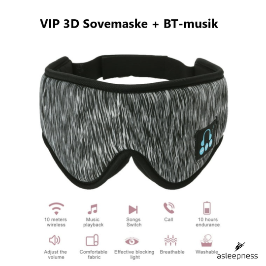 Perfekt 3D Sovemaske og øjenmaske med BT musik