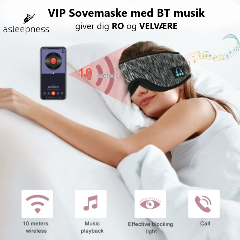 Komfortabel 3D Sovemaske og øjenmaske med BT musik