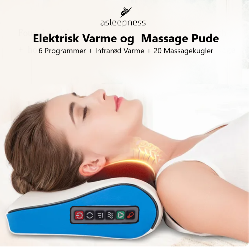 Elektrisk  massagepude med infrarød varme og og 20 kugler for nakke og ryg
