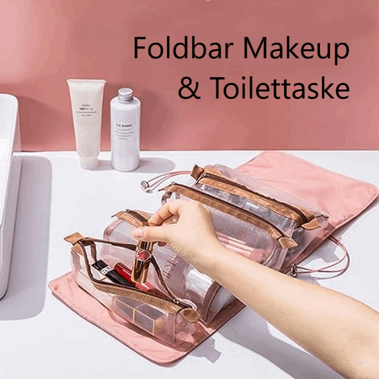 Foldbar makeup og toilettaske