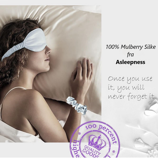 Silver grey silkemaske i 100% Mulberry silkefiber. Fremmer den gode og sunde søvn.