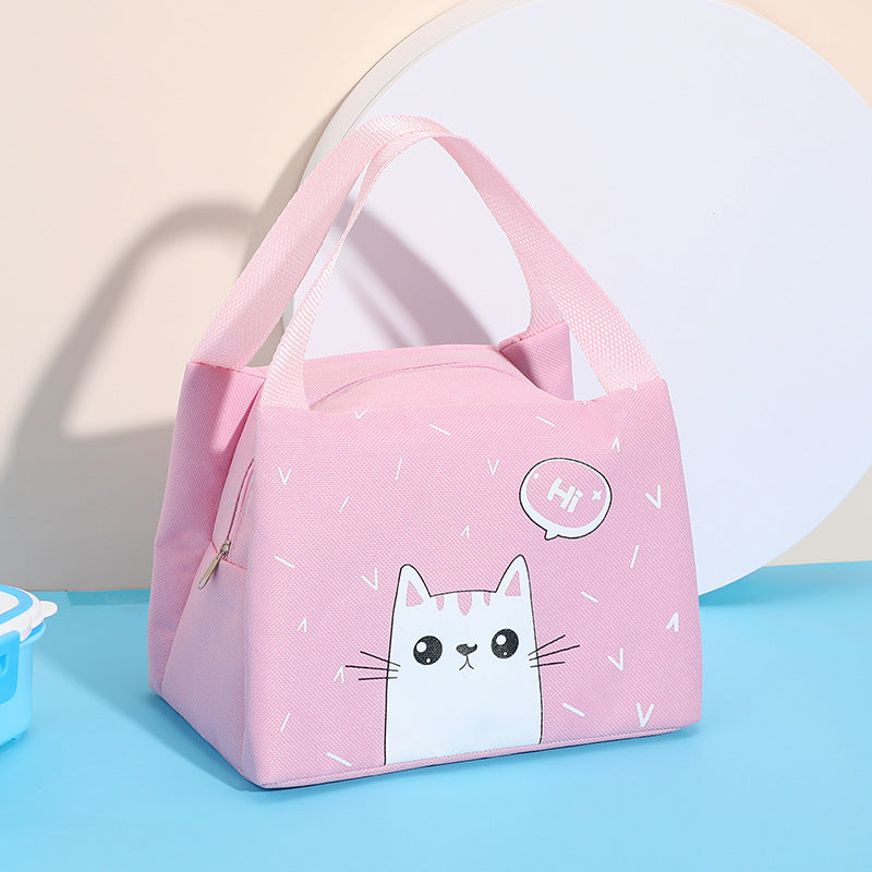 Sportstaske, madtaske og toilettaske i pink og med katte motiv