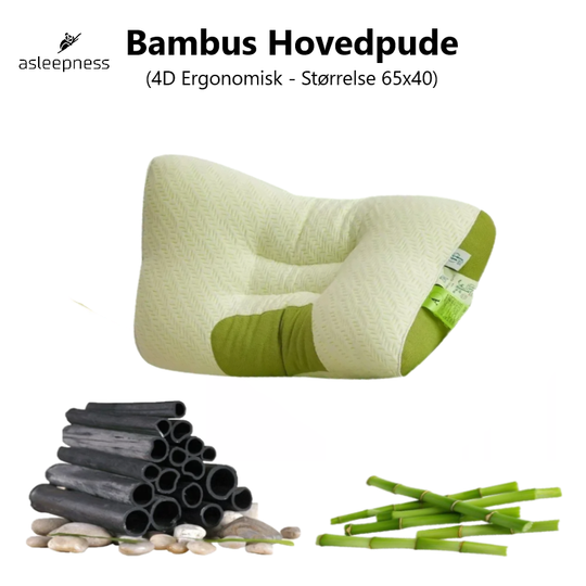 4D Ergonomisk Bambus Hovedpude ( 65x40 )