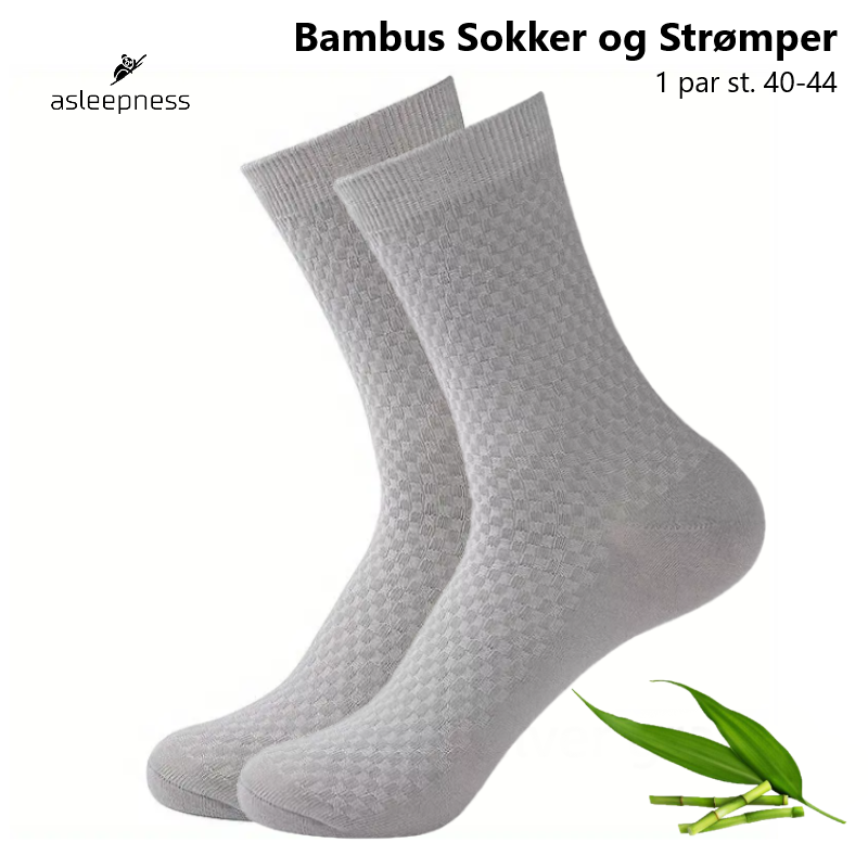 Lange bambus sokker og strømper i lyse grå i st. 40-44 og 16 cm lange