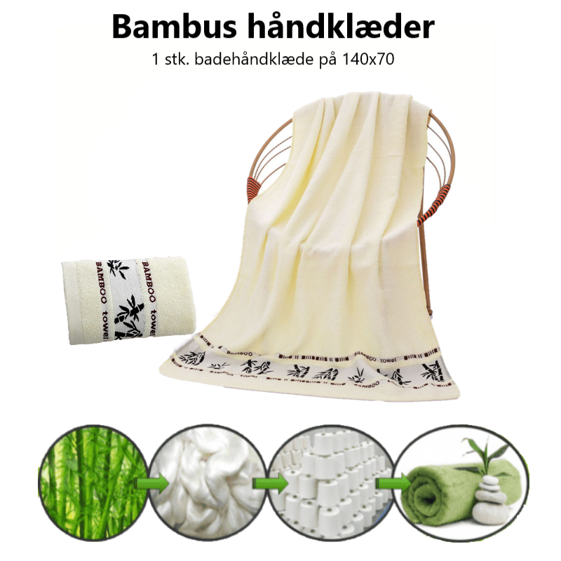 Bambus badehåndklæde og håndklæde i hvid 140x70 cm