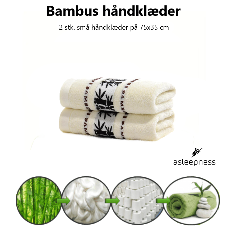 Bambus håndklæde i hvid 70x35 i set med 2 stk