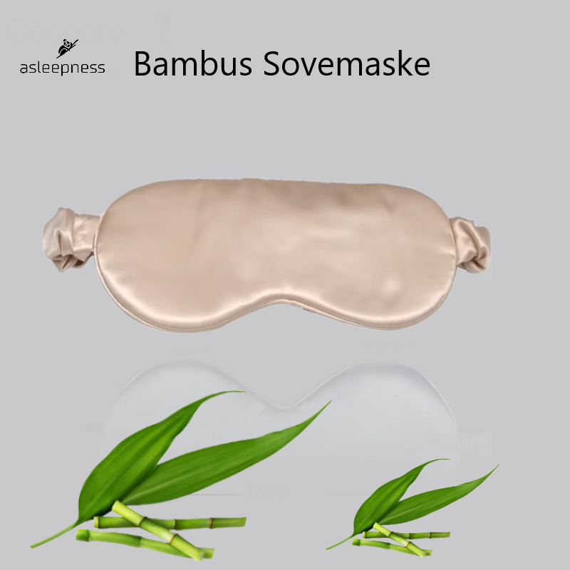 Bambus sovemaske og øjenmaske i beige og khaki