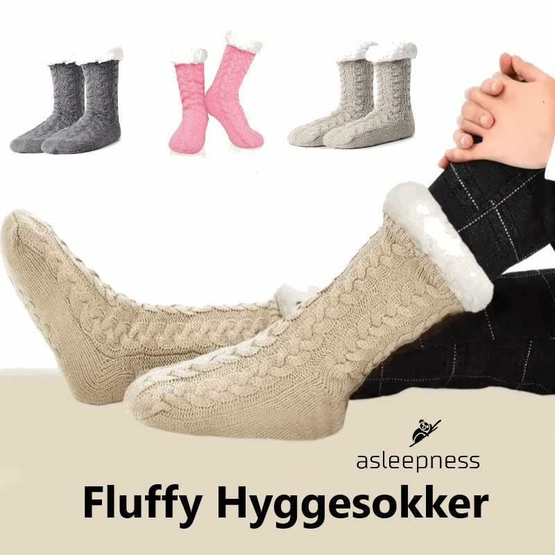 Fluffy Hyggesokker og strømper i grå, pink og coffee lange i bomuld.