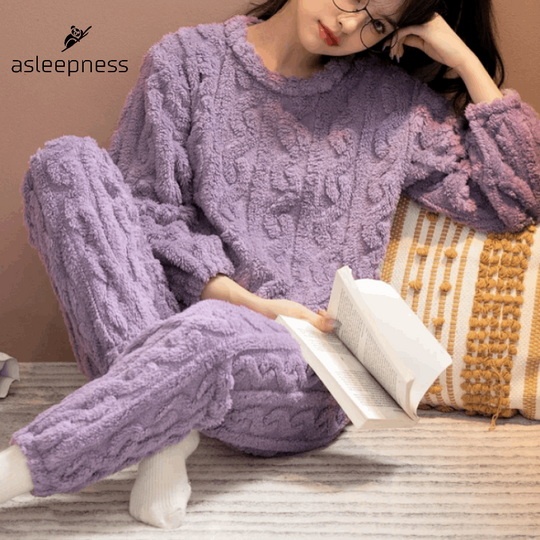 I small og medium Lilla fleece pyjamas sæt, hyggetøj og nattøj i small og medium