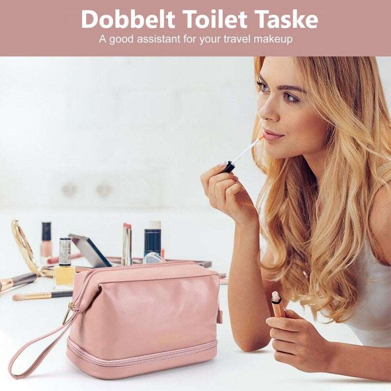 Dobbelt toilet taske og makeup taske