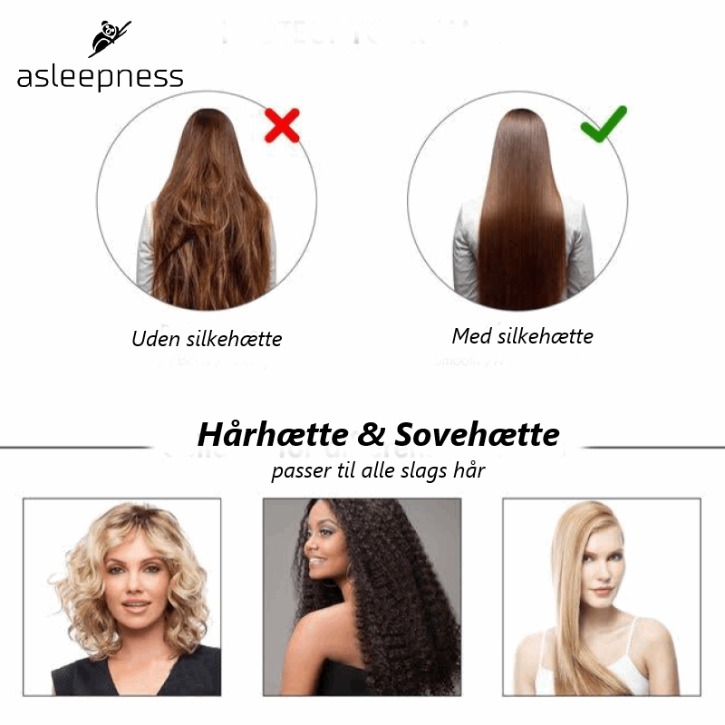 Hårbeskyttende Pink hårhætte og sovehætte i 100% Mulberry 22 Momme A6 Silkekvalitet med dobbelt silkeside og elastik.