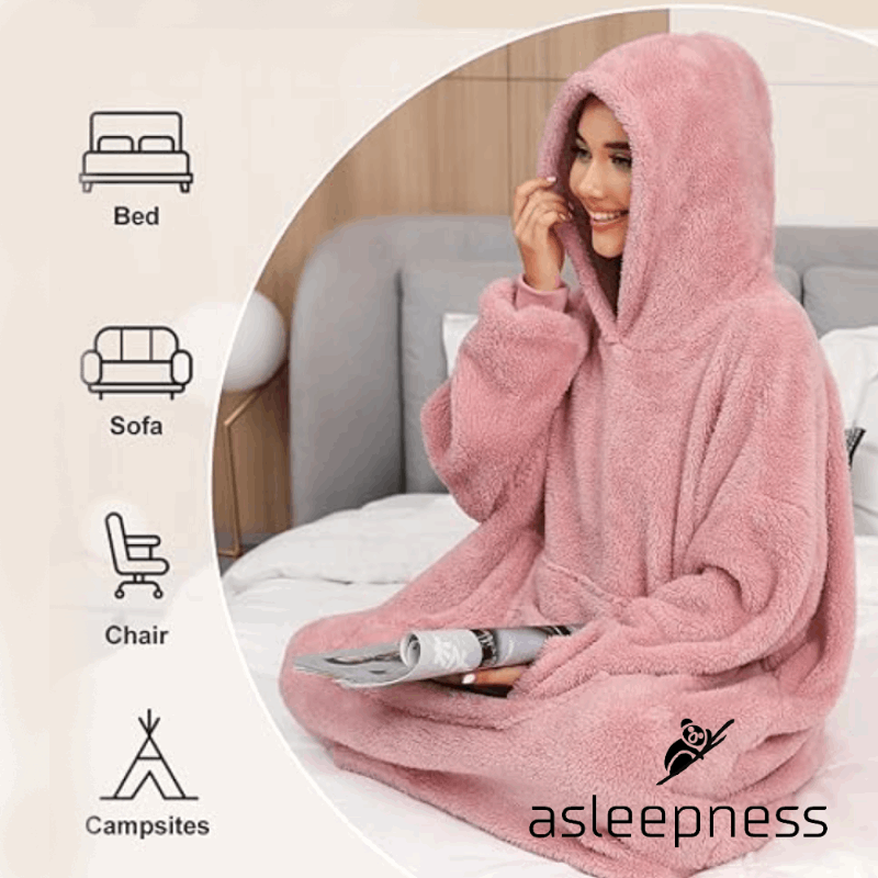 Hyggetæppe, hættetrøje og hyggetrøje til afslapning og hjemmehygge i pink for kvinder