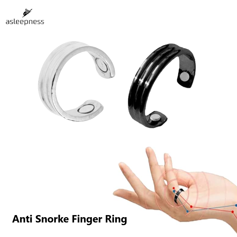 Anti snorke magnetisk finger ring i sølv og sort