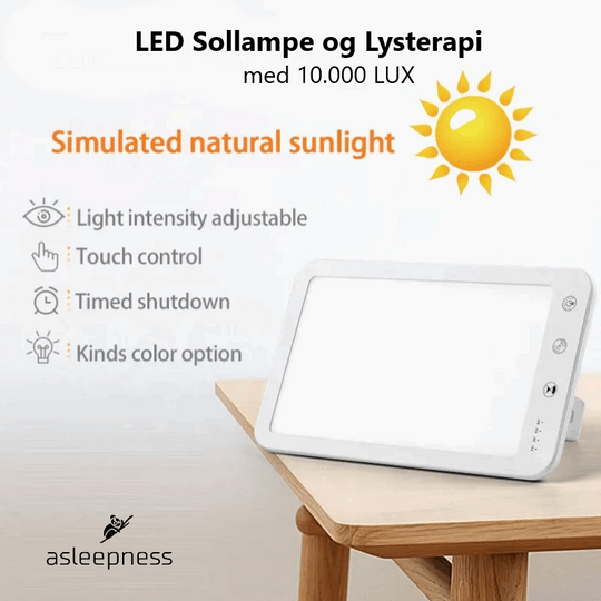 Funktionelt LED sollampe og lysterapi lampe i hvid med lysstyrke 10000 LUX 