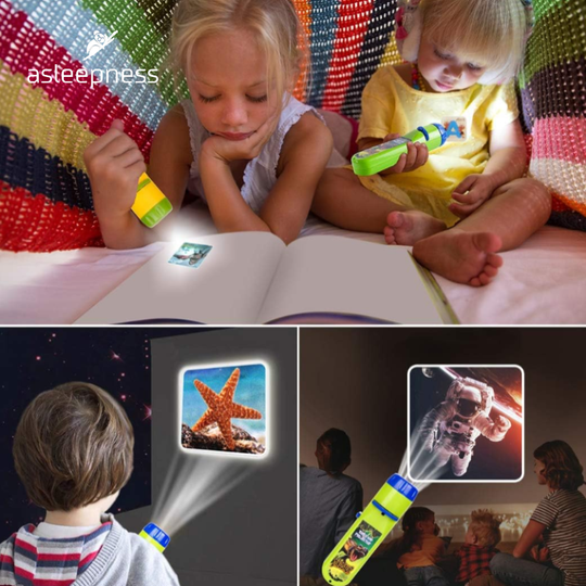 Pædagogisk Projector og lommelygte til børn med enhjørning, astronaut, havfruer og dinosaurer