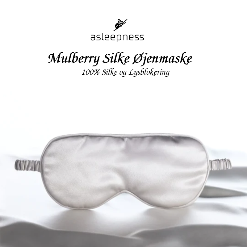 Mulberry Silke sovemaske, silkemaske og øjenmaske i sølv grå 