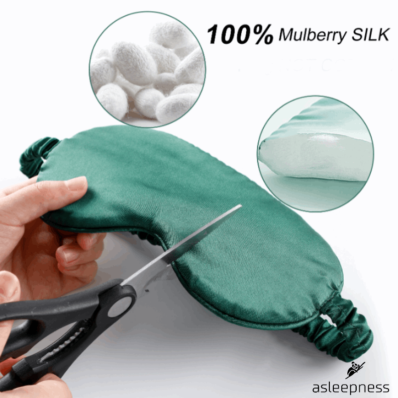 Luksus Silkemaske, øjenmaske og sovemaske i ren silke mulberry i grøn