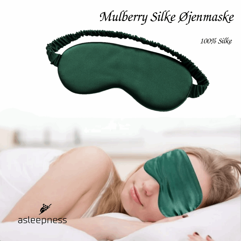 Silkemaske, øjenmaske og sovemaske i ren silke mulberry i grøn