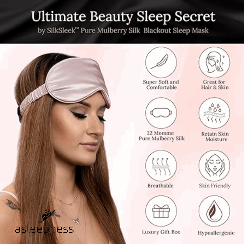Elegant Øjenmaske, sovemaske og silkemaske i pink og 100% mulberry silke