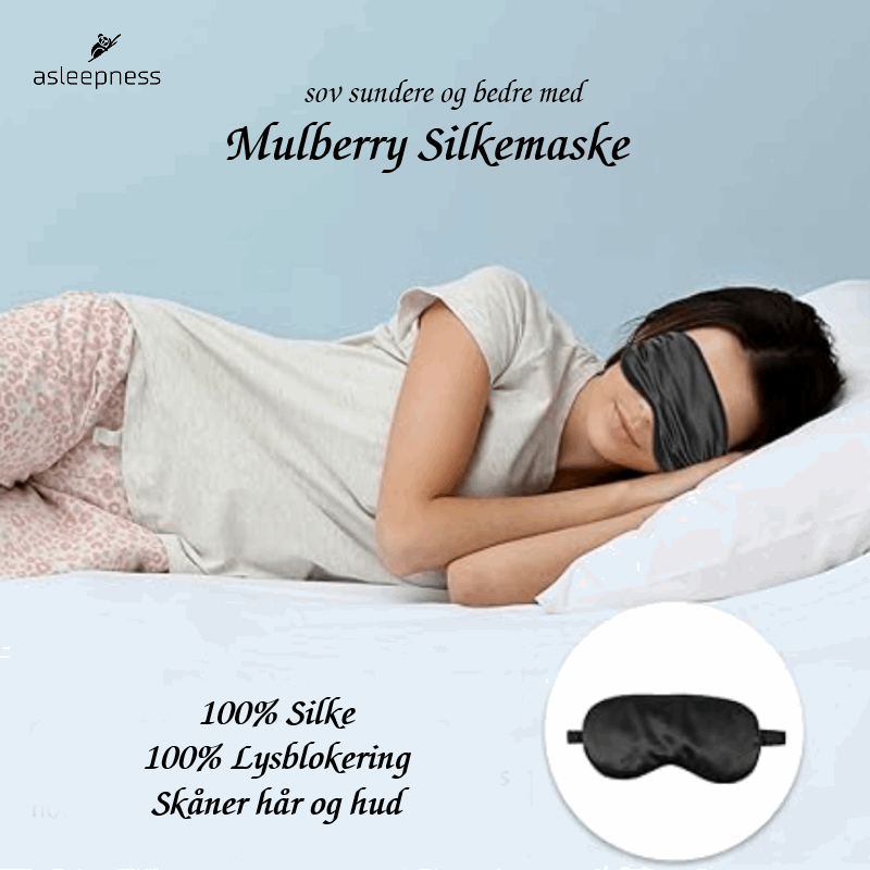 Sovevenlig Mulberry Silke øjenmaske og sovemaske i sort