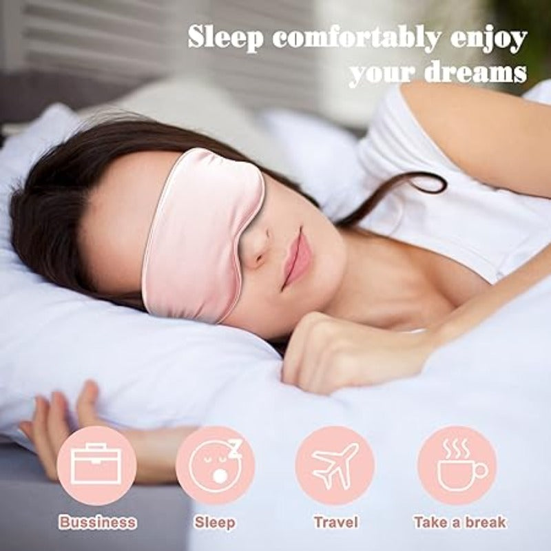 Sovevenlig Øjenmaske, sovemaske og silkemaske i pink og 100% mulberry silke
