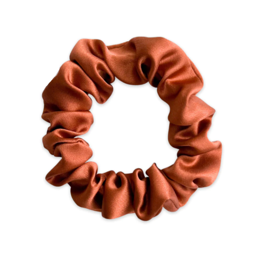 Bronze Scrunchie hårelastikker og hårbånd i 100% Mulberry Silke med 22 Momme A6 Kvialitet
